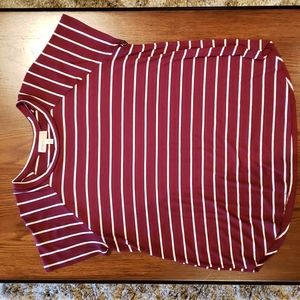 Perfect Peach, Wine color with white stripes, size XL, Rayon & Spandex fabric